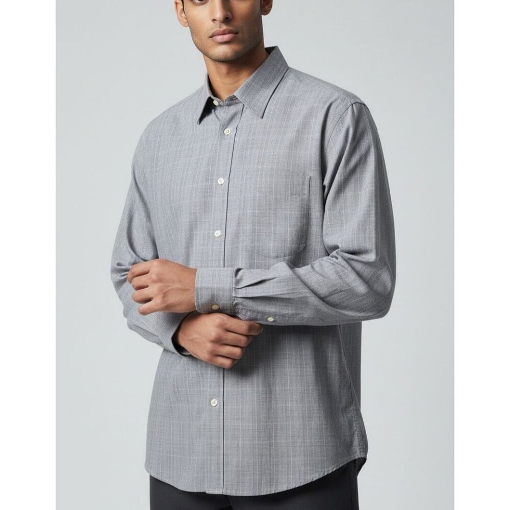 Tommy Hilfiger Vintage Mens Gray Plaid Long Sleeve Button-Down Shirt 16.5 34/35